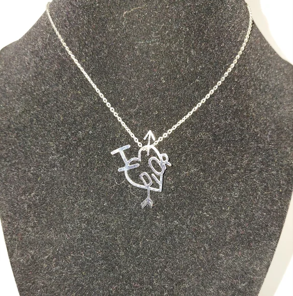 Dior Silver Necklace with Floating Heart Pendant
